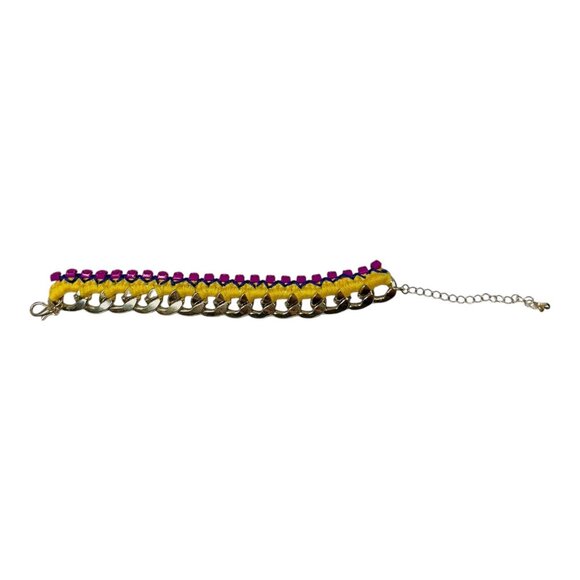 Yellow & Pink Woven Chain Bracelet With Adjustable Clasp - Picture 10 of 10